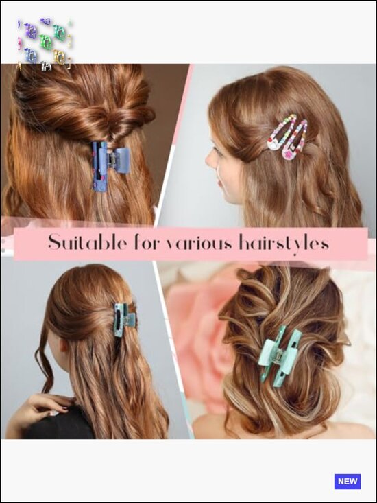 DIY Hair Claw Clips Kit Acrylic Charm Bead Sticker Set for Sleepover Party main image 5